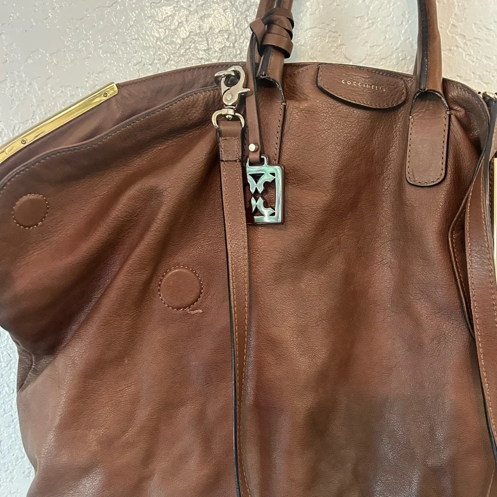 Gorgeous Coccinelle Brown Pebbled Leather Shoulder Bag | Quiet European Luxury